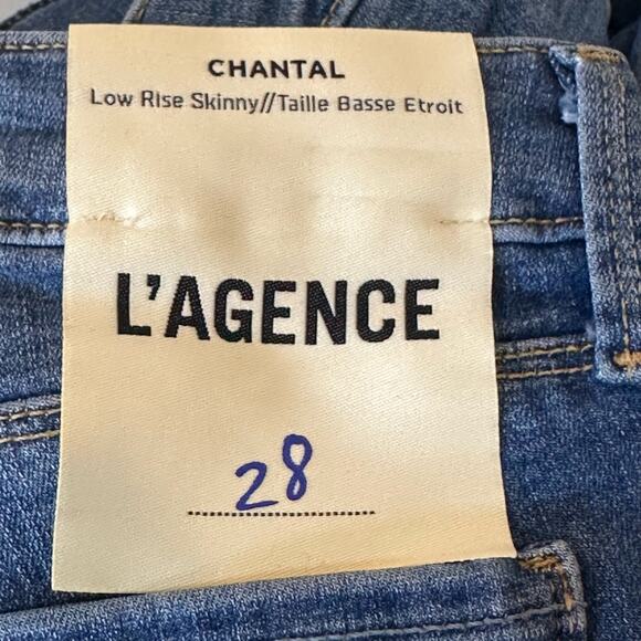 L'Agence Chantal Low Rise Skinny Medium Wash Cotton Blend Stretch Jeans 28 NWT - Picture 4 of 10